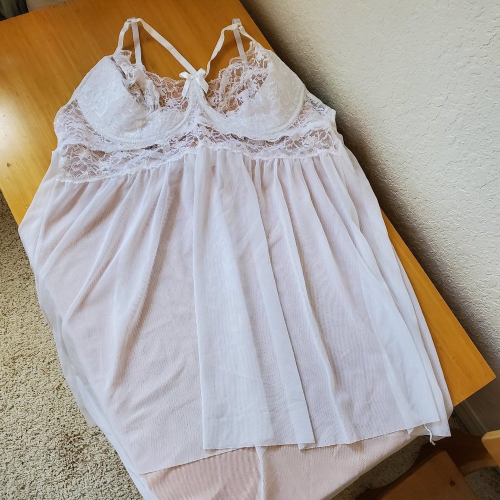Fashion Nova White Lace Underwire Baby Doll Style Teddy Size 3X NEW - Picture 2 of 4